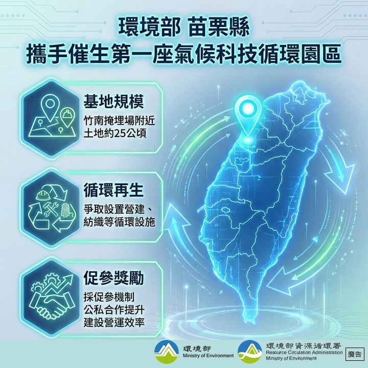 環境部與苗栗縣攜手催生第一座氣候科技循環園區