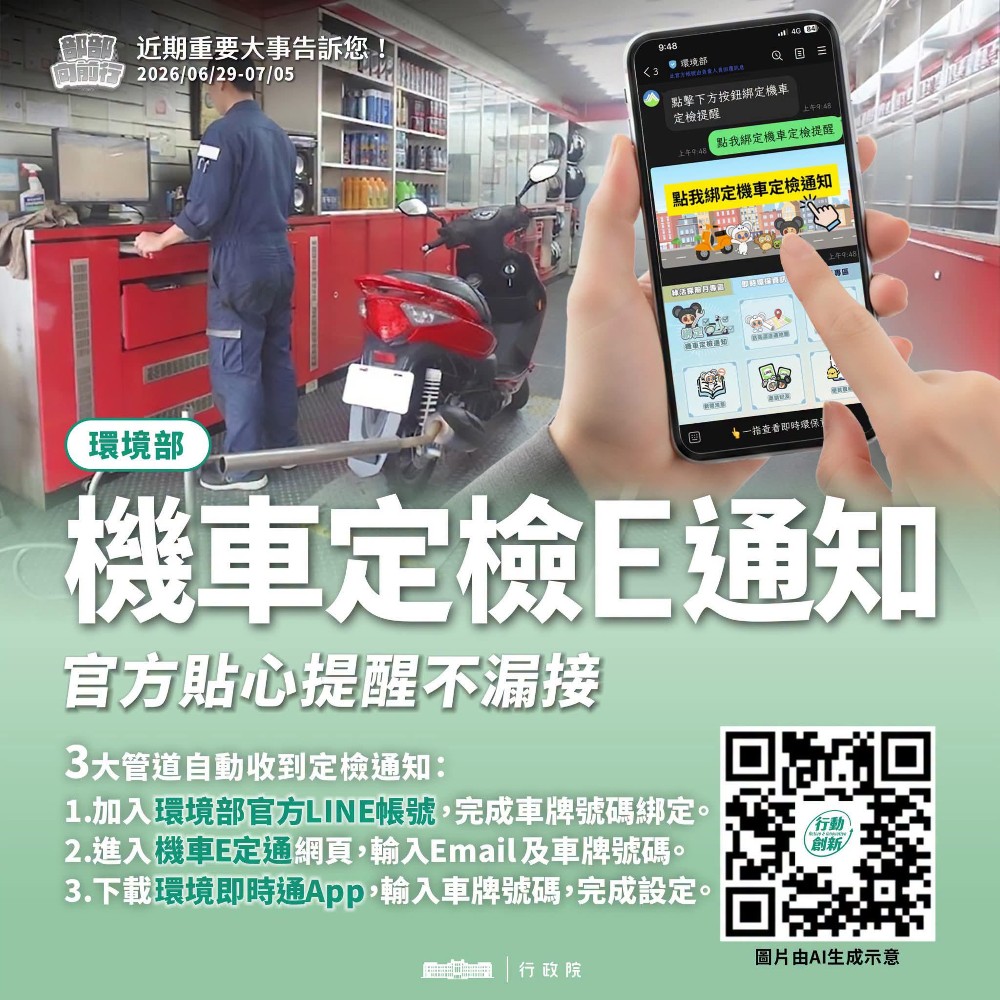 【機車定檢LINE提醒，守規環保好「檢」單】