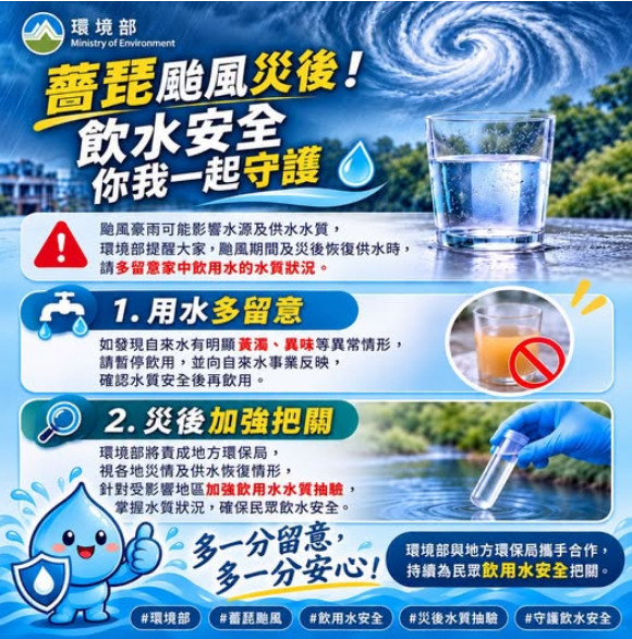 薔琵颱風來襲！飲水安全你我一起守護